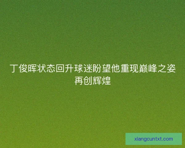 丁俊晖状态回升球迷盼望他重现巅峰之姿再创辉煌